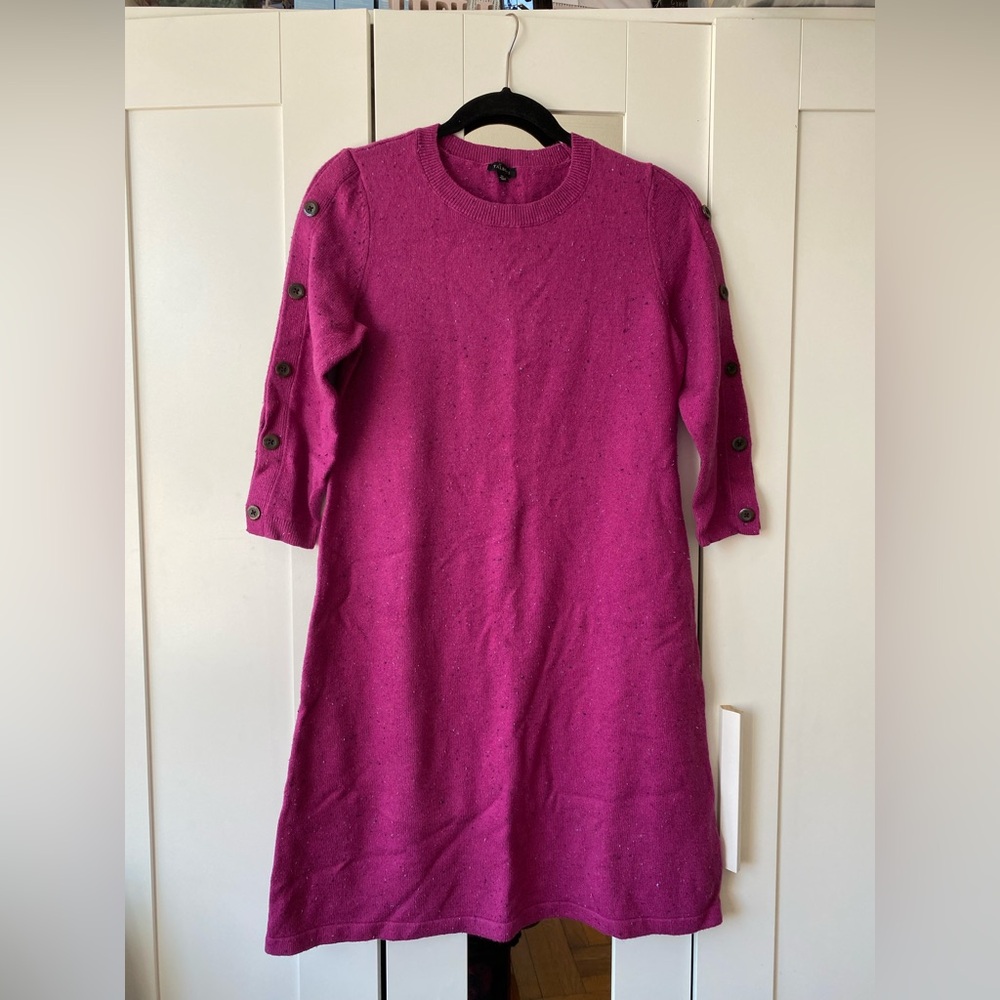 TALBOTS KITTY TWEED SWEATER DRESS BUTTON ACCENT WOMENS SIZE M $149 - Picture 6 of 11